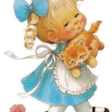 Схема вышивки «Девочка с котом»