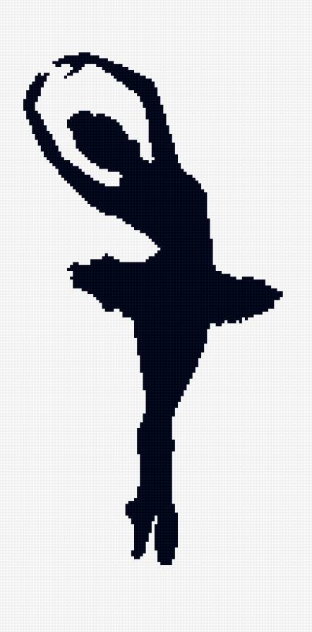 Балерина(2) - силуэт, черно-белое - предпросмотр