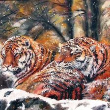 Схема вышивки «тигры»
