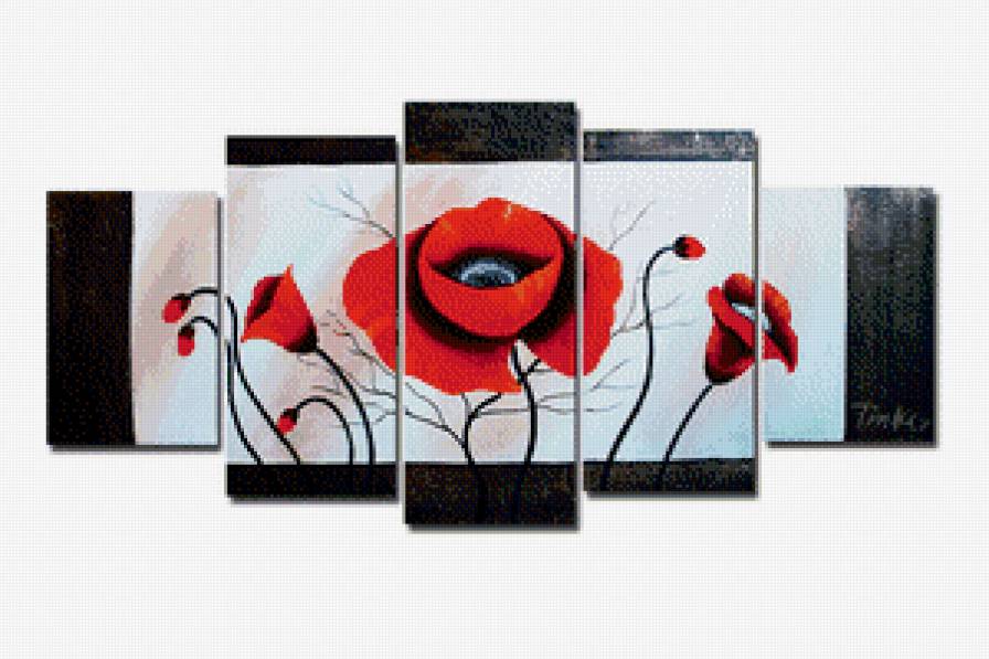 полиптих "маки" - маки, цветы, полиптх - предпросмотр