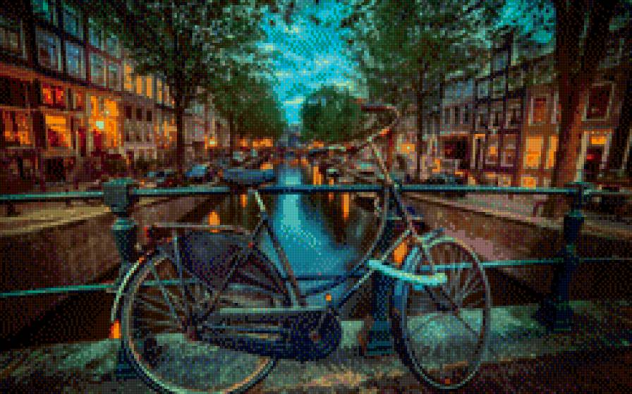 Велосипед. - вечер, город, велосипед, прогулка - предпросмотр