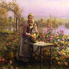 Схема вышивки «девушка за работой»