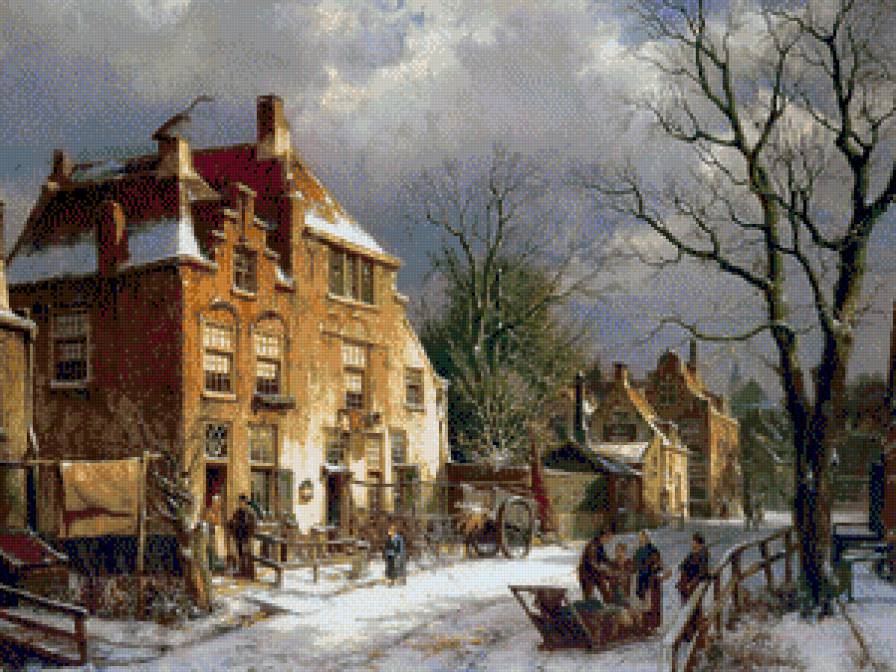 holland winter - пейзаж, зима, живопись, голландия - предпросмотр