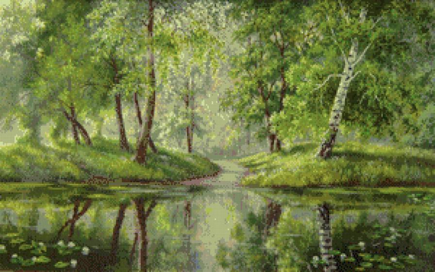 Лесное зеркало - лес, озеро, , вода деревья, природа - предпросмотр