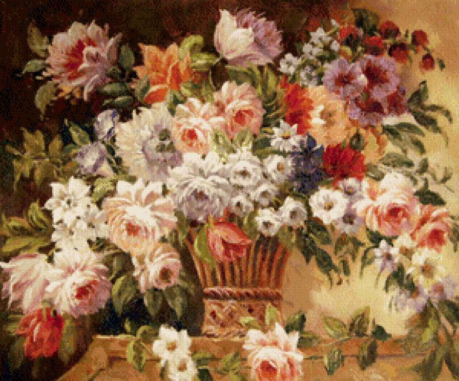 картина маслом - цветы, букет - предпросмотр
