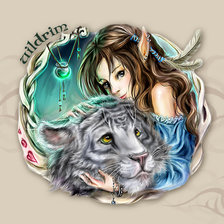 Схема вышивки «Девочка и тигр»