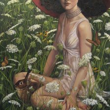 Схема вышивки «Девушка  на лугу»