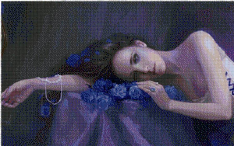 девушка - красота, печаль, цветы - предпросмотр