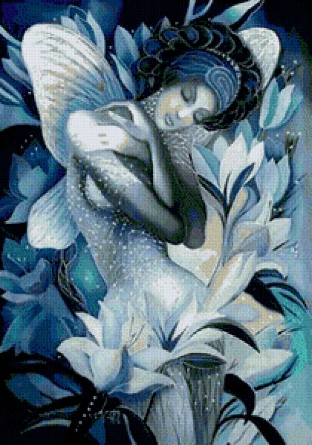 девушка-фея - фентези, бабочка, красота, ангел, крылья, цветы - предпросмотр