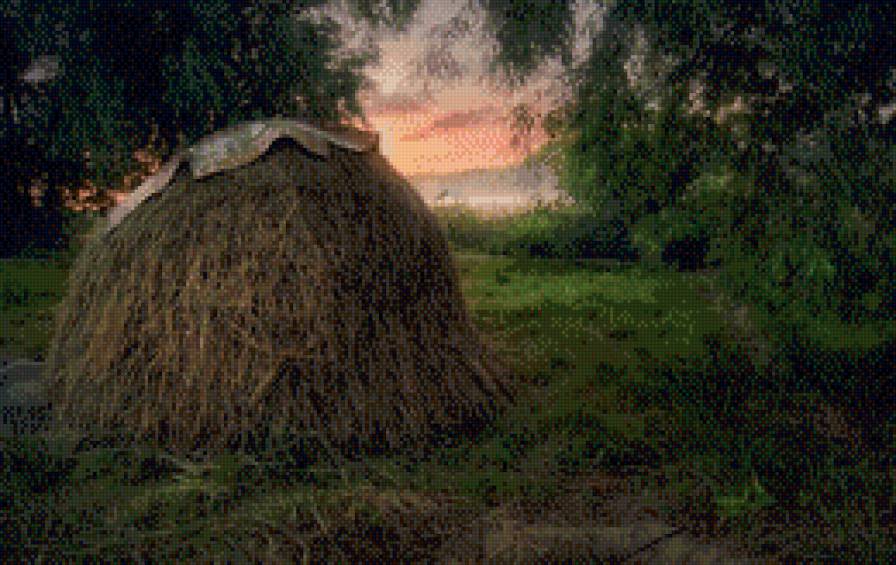 Стог сена - утро, лето, сено - предпросмотр