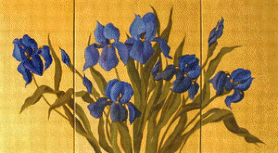 Триптих"Ирисы" - триптих, цветы - предпросмотр