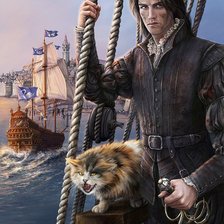 Схема вышивки «пират с котом»