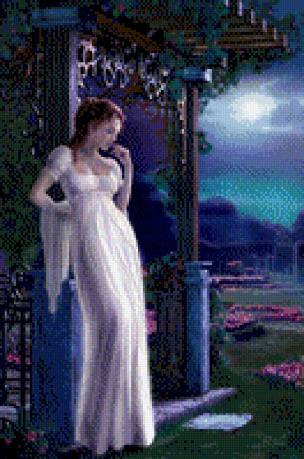 Девичьи грёзы - романтика, ночь, любовь, 19 век, девушка, мечта - предпросмотр