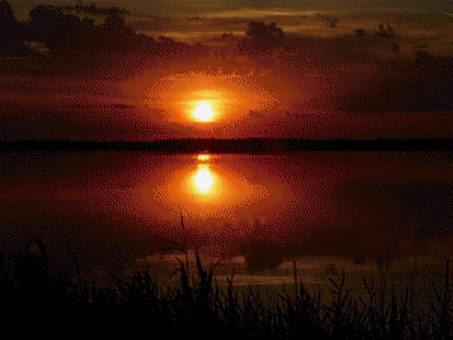 Рассвет на озере - озеро, рассвет, природа - предпросмотр