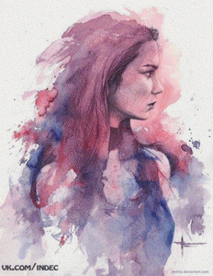 Девушка (акварель) - девушка, рисунок, акварель - предпросмотр