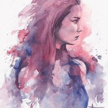 Схема вышивки «Девушка (акварель)»