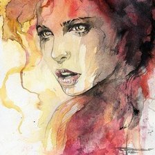 Схема вышивки «Девушка (акварель)»