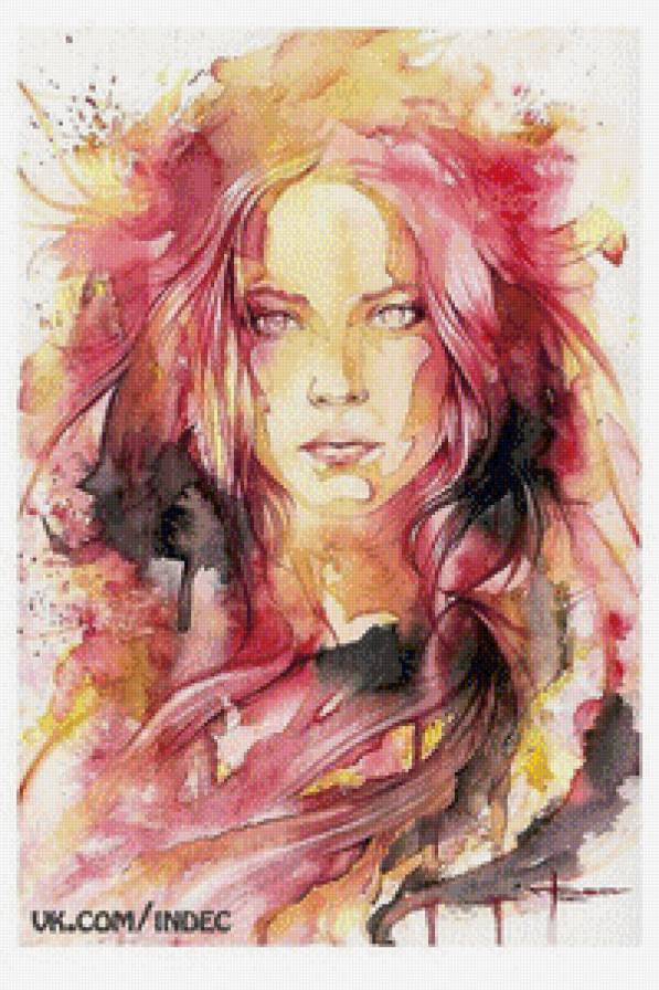 Девушка (акварель) - девушка, рисунок, акварель - предпросмотр