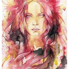 Схема вышивки «Девушка (акварель)»