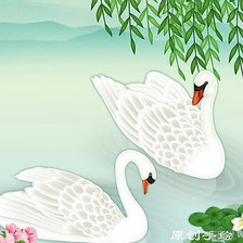 Схема вышивки «лебеди»