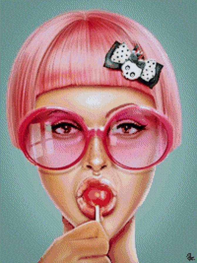 Розовые очки - сладости, очки, девушка - предпросмотр