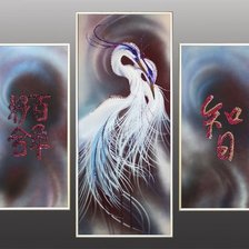 Схема вышивки «триптих журавли»