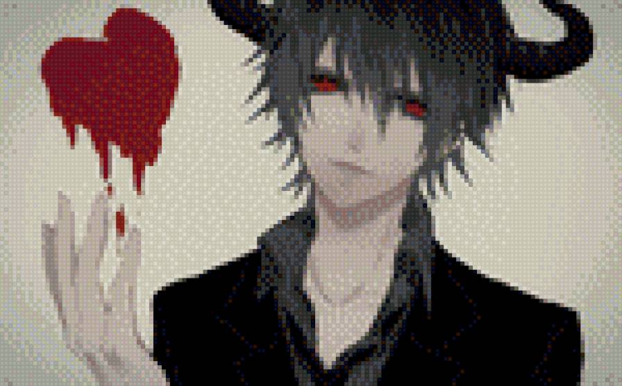 Дьявольская любовь - демон, аниме, сердечко, парень, сердце - предпросмотр