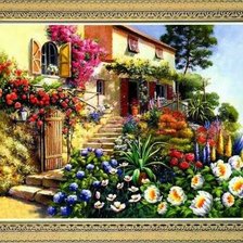 Схема вышивки «дом с садом»
