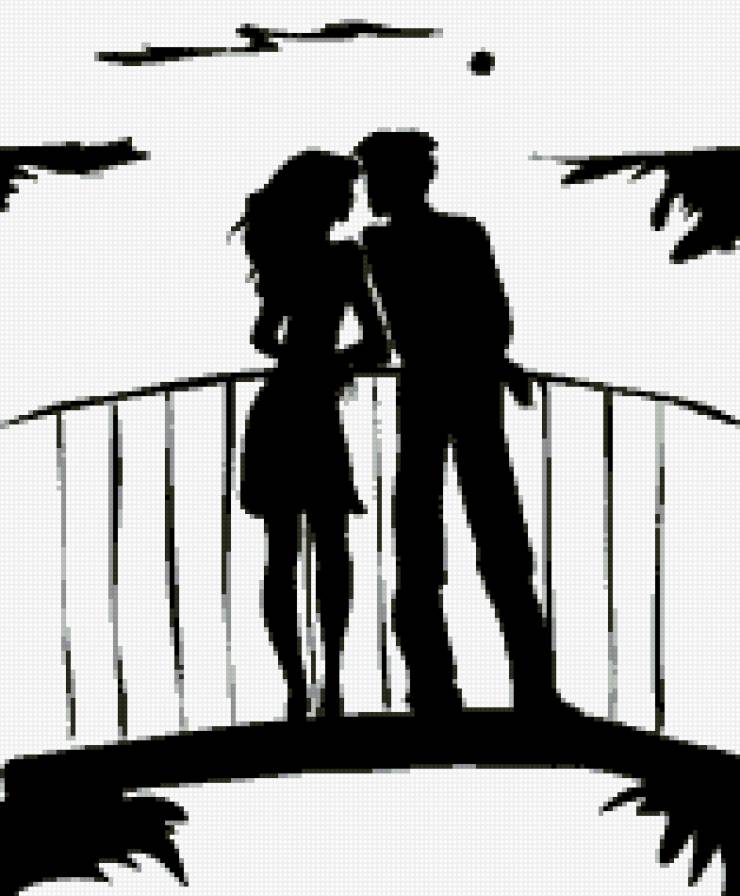 пара на мосту - черно белое, девушка, свидание, люди, пара - предпросмотр