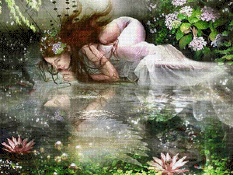 девушка-отражение - картина, , девушка, красота женщины, женщина - предпросмотр