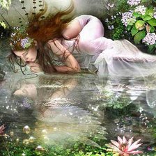 Схема вышивки «девушка-отражение»