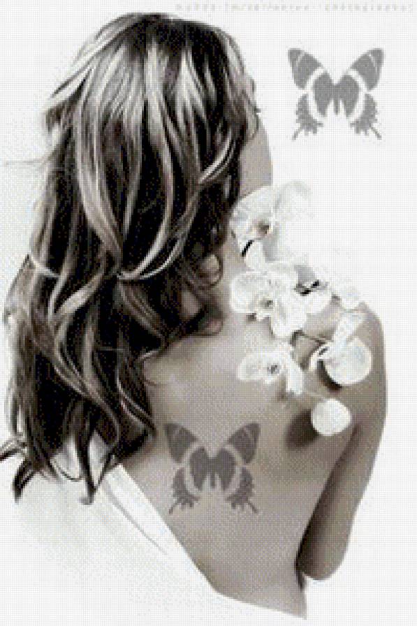 Бабочки - девушка, эротика, ню, женщина, бабочки, обнаженная, живопись - предпросмотр