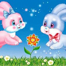 Схема вышивки «Влюбленные зайчата»