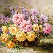 Схема вышивки «Корзина с цветами»