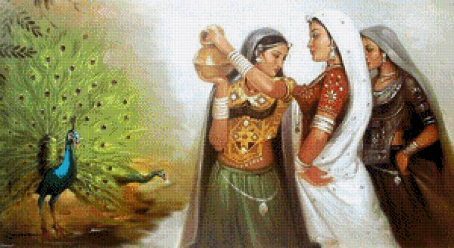 Индия - женщина, индия, живопись, девушка - предпросмотр