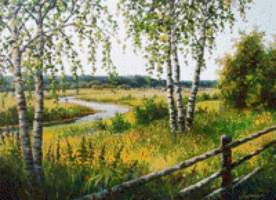 За околицей - пейзаж, природа, россия, березки - предпросмотр