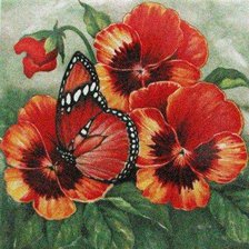 Схема вышивки «Анютины глазки и бабочка»