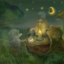 Схема вышивки «Ёжик и медвежонок»