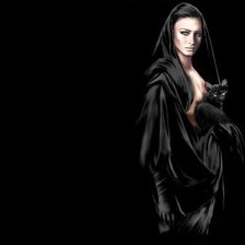 Схема вышивки «девушка с кошкой»