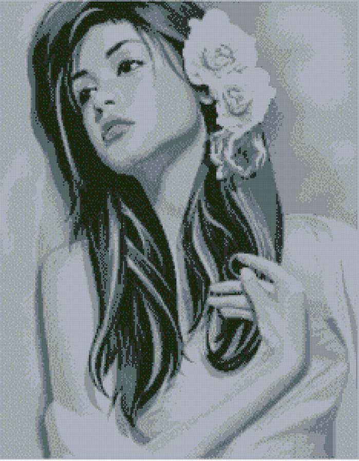 девушка - она, монохром, силуэт - предпросмотр