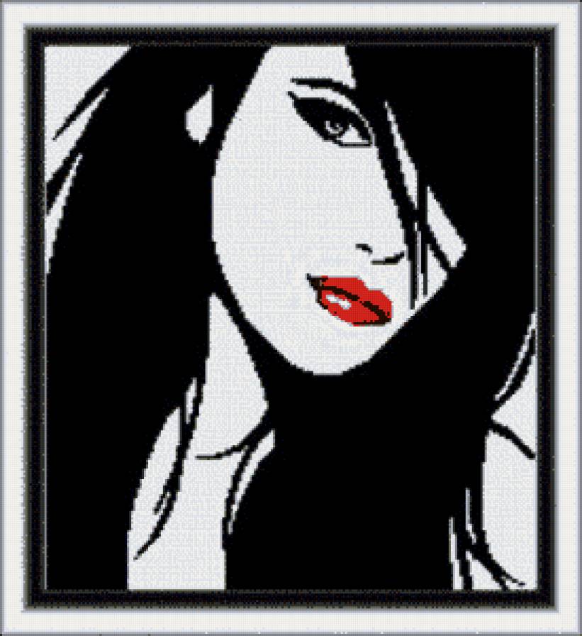 девушка - силуэт, она, монохром - предпросмотр