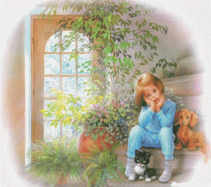 Серия "Очаровашки" - дети, собаки, кошки, животные, цветы, девочка - предпросмотр