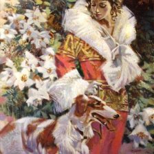 Схема вышивки «Прогулка с борзой»