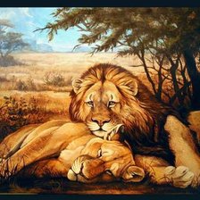 Схема вышивки «Пара львов»