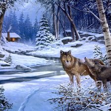 Схема вышивки «волки»