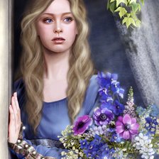 Схема вышивки «Девушка у окна»