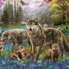 Схема вышивки «Волки»