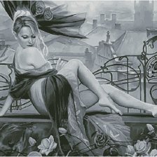 Схема вышивки «девушка на балконе»