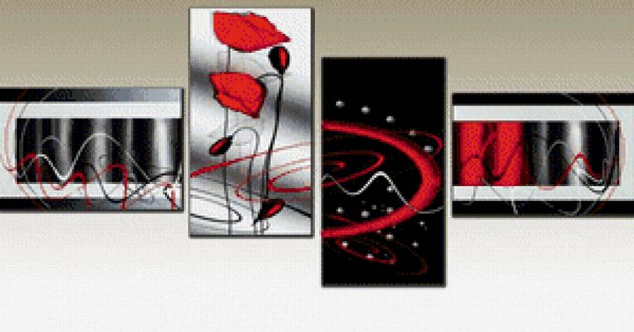 триптих маки - цветок, абстракция, триптих, красота - предпросмотр