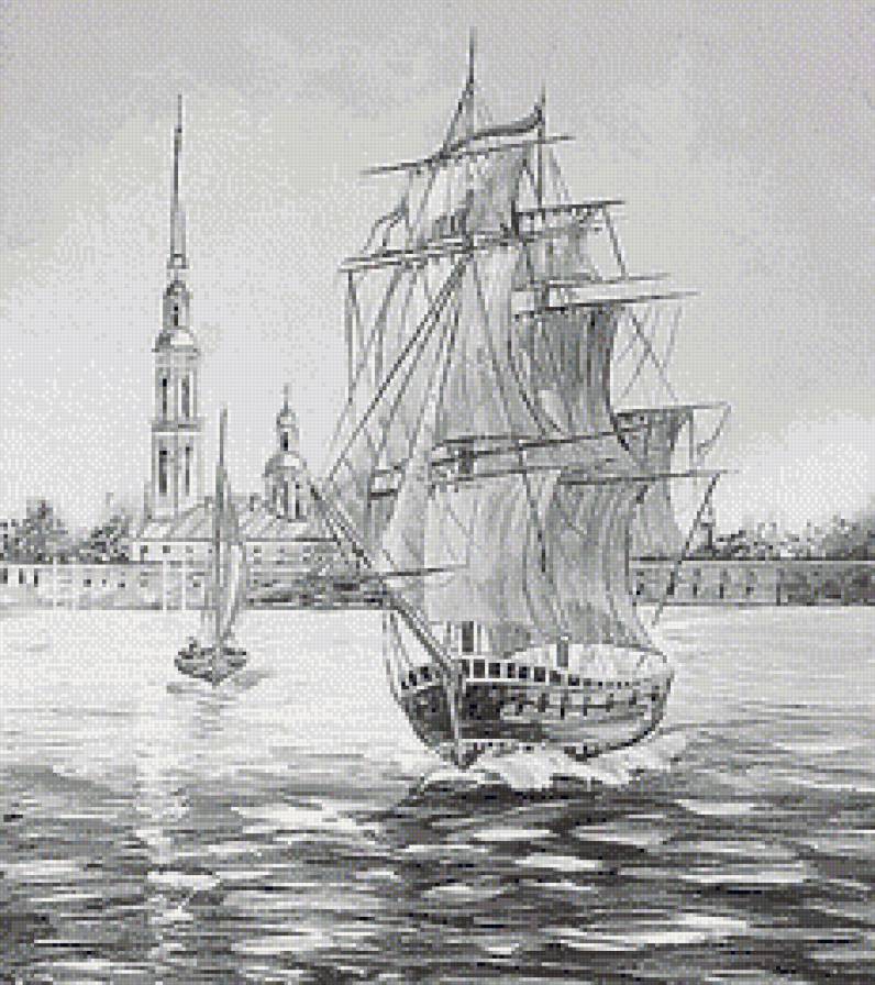 Попутных ветров - пейзаж, монохром, парусник, море - предпросмотр